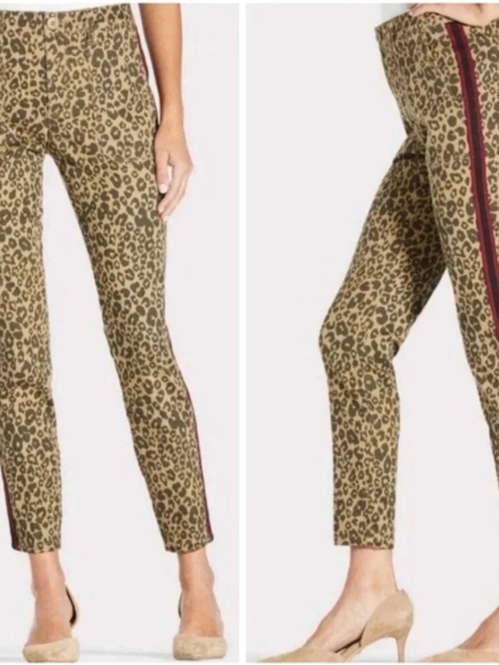 Sanctuary Leopard Print Ankle Pants with Burgundy Side Stripe